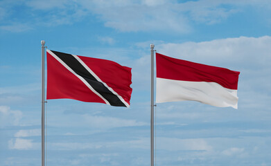 Indonesia and Trinidad, Tobago, flags, country relationship concept