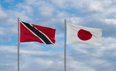 Japan and Trinidad, Tobago, flags, country relationship concept