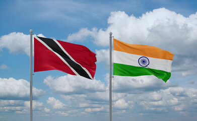India and Trinidad, Tobago, flags, country relationship concept