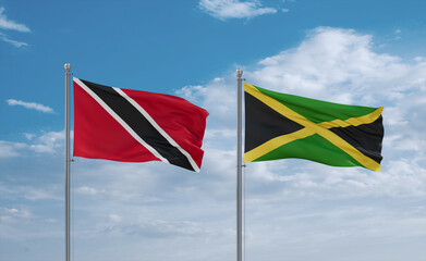 Jamaica and Trinidad, Tobago, flags, country relationship concept