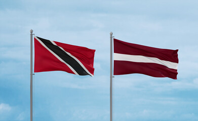 Latvia and Trinidad, Tobago, flags, country relationship concept