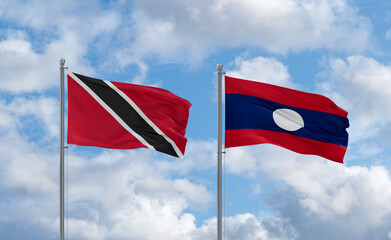 Laos and Trinidad, Tobago, flags, country relationship concept