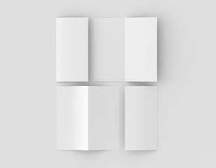 Half-folded flyer vertical booklet mockup on white background
