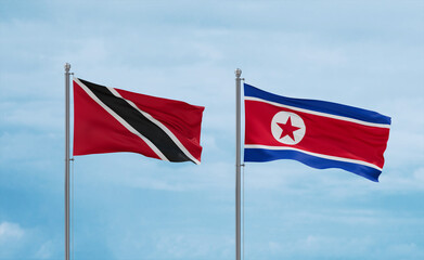 North Korea and Trinidad, Tobago, flags, country relationship concept