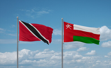 Oman and Trinidad, Tobago, flags, country relationship concept