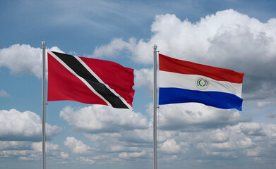 Paraguay and Trinidad, Tobago, flags, country relationship concept