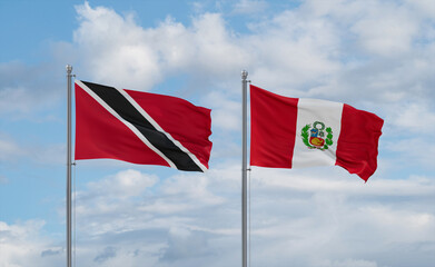 Peru and Trinidad, Tobago, flags, country relationship concept