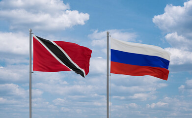 Russia and Trinidad, Tobago, flags, country relationship concept