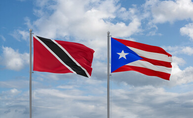 Puerto Rico and Trinidad, Tobago, flags, country relationship concept