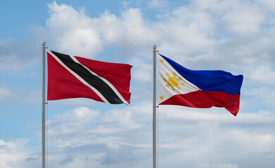 Philippines and Trinidad, Tobago, flags, country relationship concept