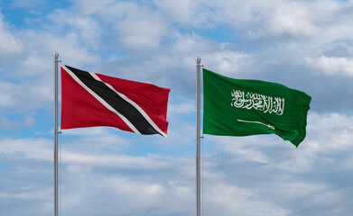 Trinidad, Tobago, and Saudi Arabia flags, country relationship concepts