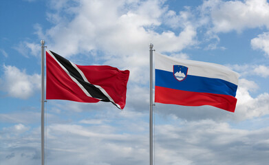 Slovenia and Trinidad, Tobago, flags, country relationship concept