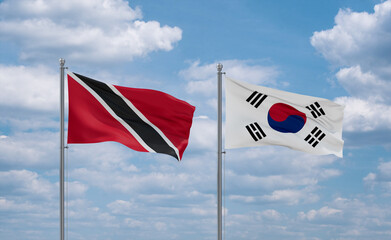 South Korea and Trinidad, Tobago, flags, country relationship concept