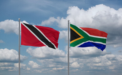 South Africa and Trinidad, Tobago, flags, country relationship concept