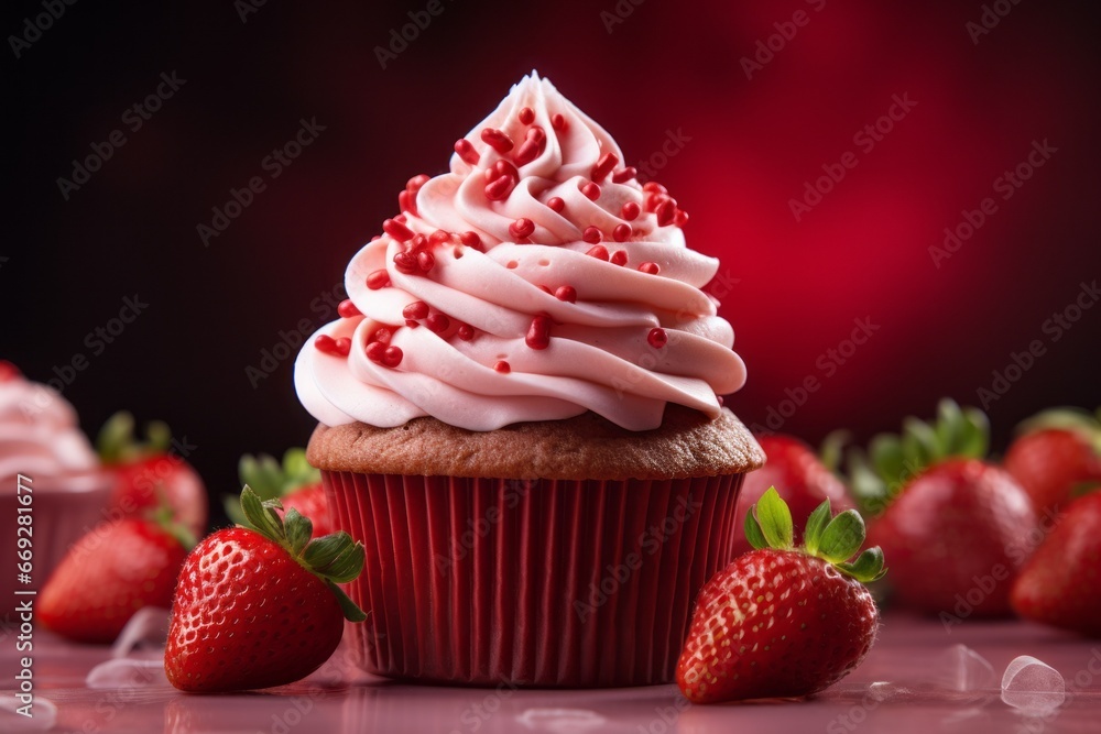 Poster appetizing cake. background with selective focus and copy space