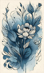 Vintage floral frame. Hand drawn vector illustration. Botanical background.