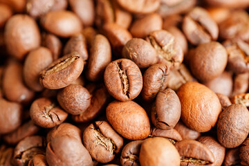 Roasted coffee beans. background. 