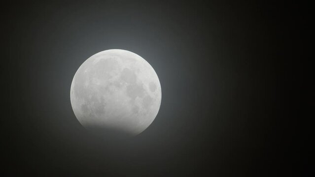 Partial lunar eclipse on October 28, 2023. The moon plunged into the shadow of the Earth.