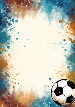 dark frame with soccer theme, border with negative space, empty space