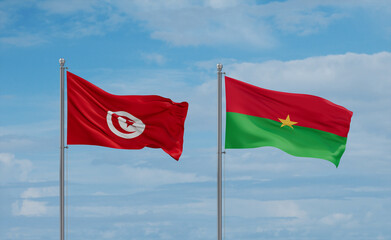 Burkina Faso and Tunisia flags, country relationship concept