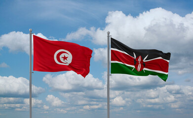 Kenya and Tunisia flags, country relationship concept