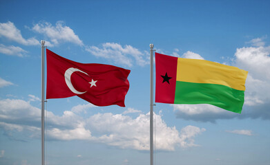 Guinea-Bissau and Turkey flags, country relationship concept