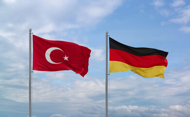 Germany and Turkey flags, country relationship concept
