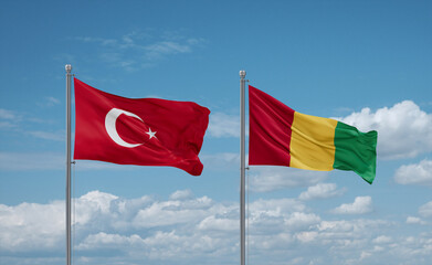 Guinea and Turkey flags, country relationship concept