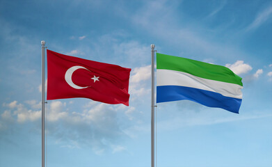 Sierra Leone and Turkey flags, country relationship concept