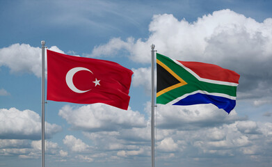 South Africa and Turkey flags, country relationship concept
