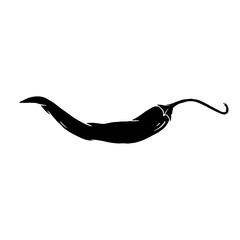 Silhouette of a hot chili pepper pod. Vector graphics.
