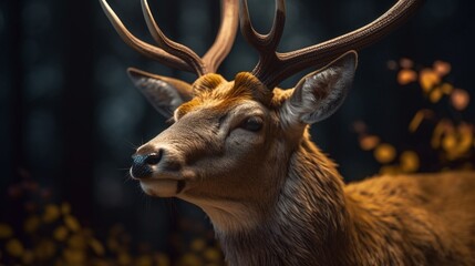 Cute deer singh animal barasingha hiran antler illustration picture AI generated art - obrazy, fototapety, plakaty