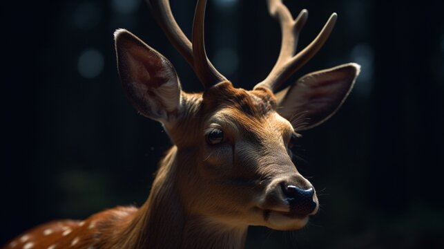 Cute deer singh animal barasingha hiran antler illustration picture AI generated art