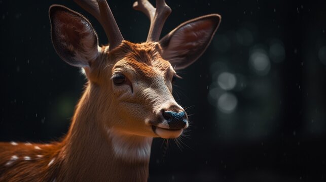 Cute deer singh animal barasingha hiran antler illustration picture AI generated art
