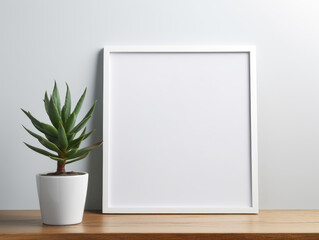 Image Mockup with Small Plant and Black Frame