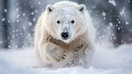 Foto op Aluminium A large polar bear in the snow © jr-art