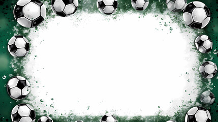 dark frame with soccer theme, border with negative space, empty space