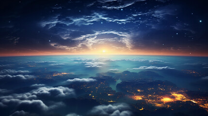 Fototapeta na wymiar panoramic top view of an earth like planet
