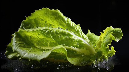 Fresh Green salad Leaf with Water Beads