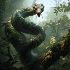 Giant snake in tree