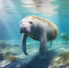 Naklejka premium Elephant seal in the ocean. 3D render. Sea life.