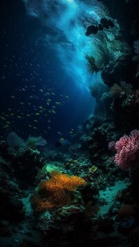 Deep sea mysterious dark bioluminescent creature photography image AI generated art