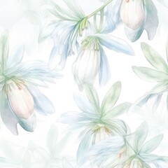 Fototapeta na wymiar Snowdrops seamless pattern background. Hello Spring snowdrop delicate flowers. Romantic Bloom floral Botanical print for Easter. Cute Design for textile, fabric, cover, card, wallpapers, wrapping.