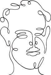 Woman Line Art lineart Minimalist Logo. Nature Organic Cosmetics Makeup. Flower head Feminine Illustration line drawing. Woman face with flowers line vector