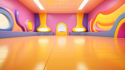 dance floor, empty background, 3D cartoon