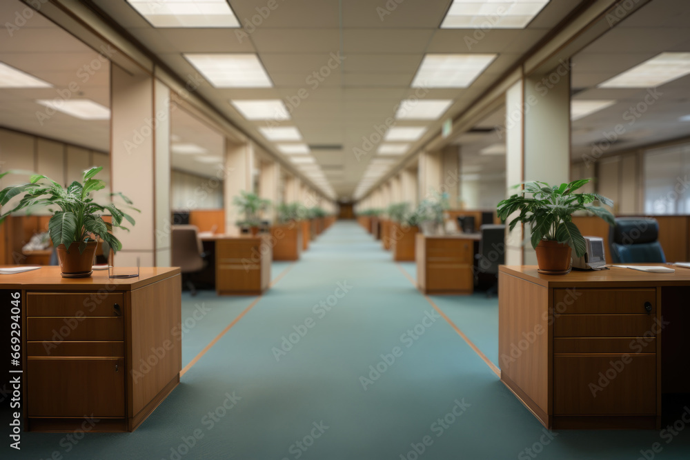 Poster an empty office cubicle, a stark representation of the impact of unemployment on the workforce. gene