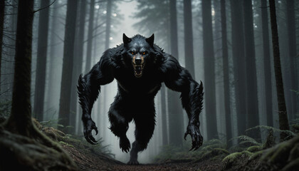 Werewolf on the hunt - obrazy, fototapety, plakaty