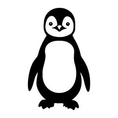 Fototapeta premium Black and white vector illustration of a cute penguin, featuring a friendly and minimalist design.