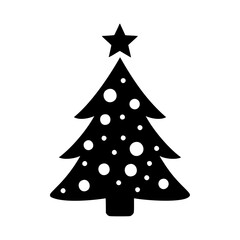 Fototapeta premium Christmas tree silhouette. Simple black graphic. Cartoon style. Vector illustration on a white isolated background