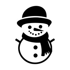 Cute Christmas snowman. Drawing line work. Simple vector illustration isolated on a white background. Christmas mini design for t-shirts, tattoos, invitations, emblems, stickers